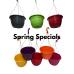 27CM PLASTIC HANGING POTS / BASKETS PLANTERS X6 - VARIOUS COLOURS